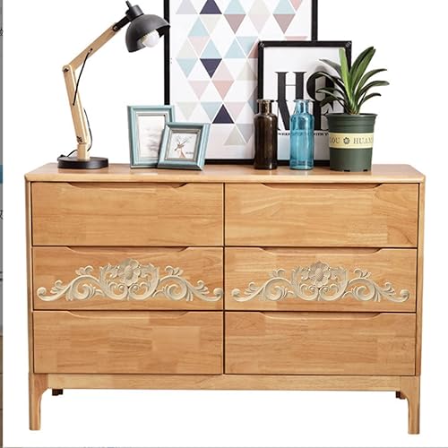 Miniatura 10 de LXYUUM Apliques largos tallados en madera sin pintar, apliques de madera y soportes para muebles (02, 14.2 x 2.8in)