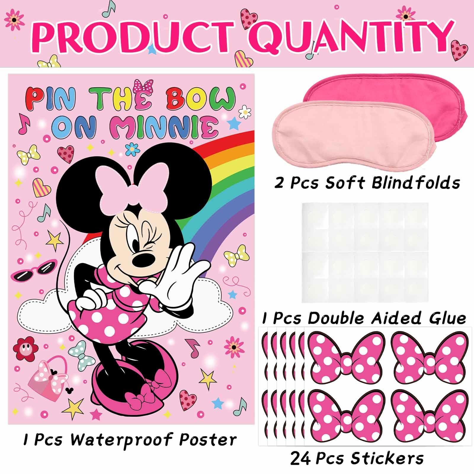 Gioco Pin The Bow Per Feste Bambine - Poster Principessa Rosa Con Adesivi, Decorazione Compleanno - Foto 8