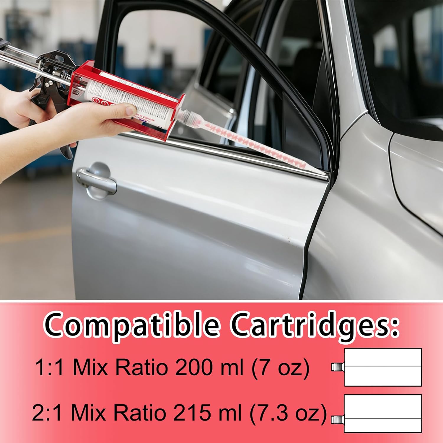 200ml Dual Cartridge Epoxy Gun, 1:1 & 2:1 Ratio Manual Adhesive Applicator for 2-Part Epoxy, Dual Component Glue, Panel Bonding, Structural Repairs, Fillers, and Plastic Repair