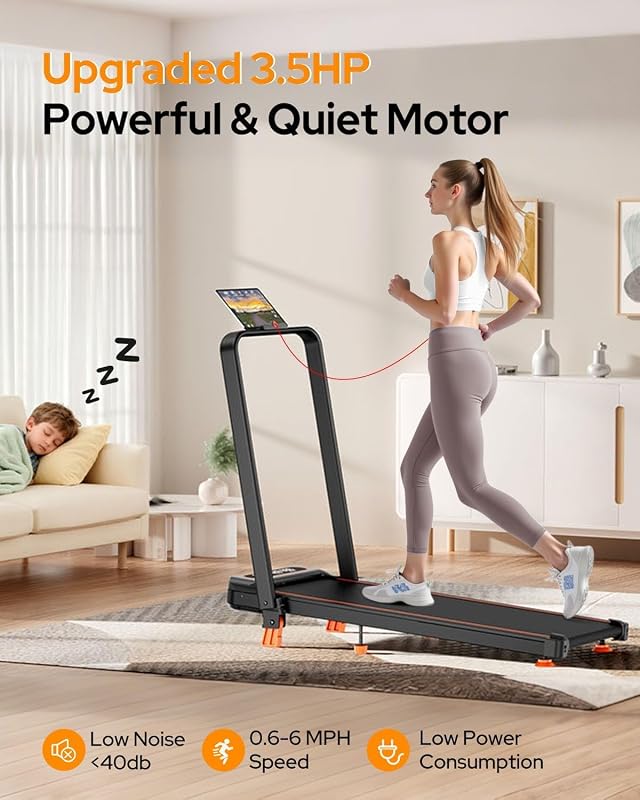 Walking Pad with 10% Incline, Upgraded 3.5HP Walking Pad with Handle Bar, 4-in-1 Portable Under Desk Treadmill for Home, Foldable Treadmill with Incline, 350lb Capacity, APP Control image 5