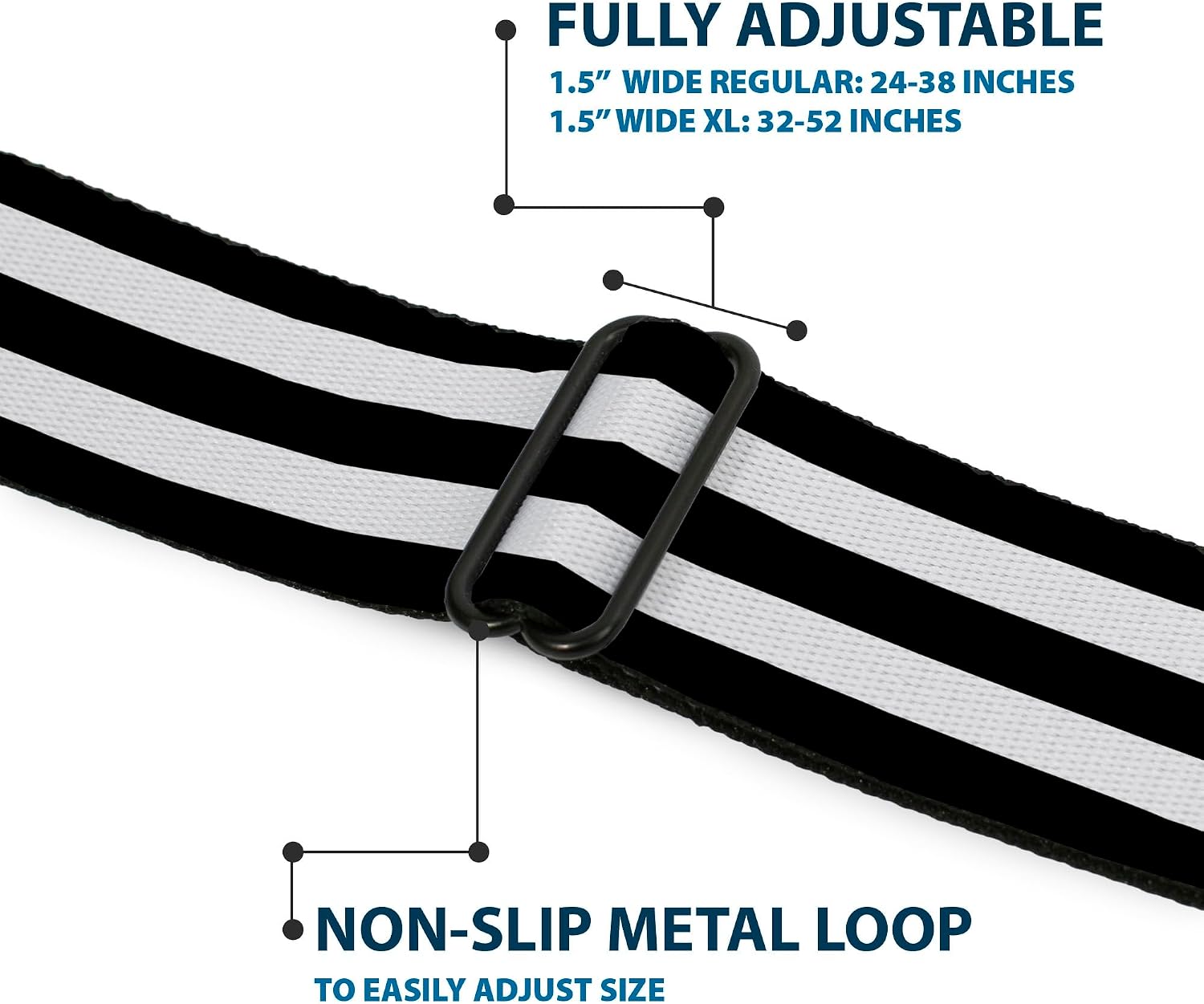 Buckle-Down Unisex-Adult's Seatbelt Belt Stripes Regular, Black/White, 1.5" Wide-24-38 Inches