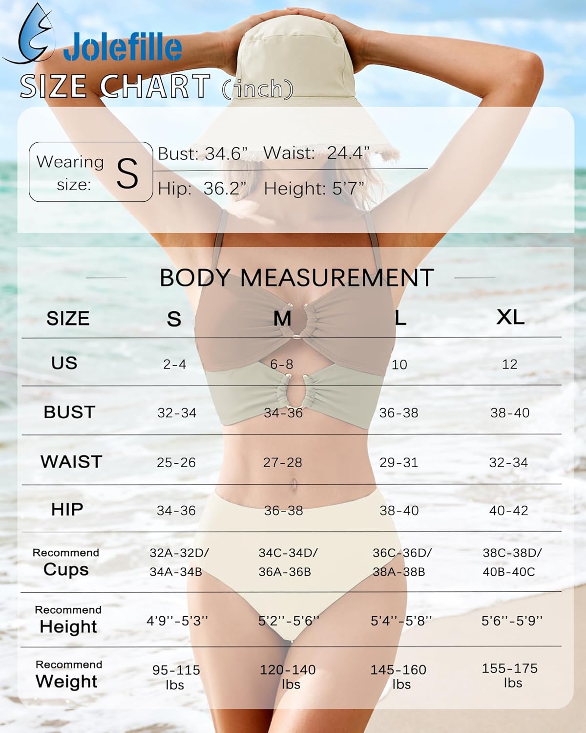 Jolefille 2 Piece Swimsuit for Women Strapless Bathing Suit High Waisted Bikini Sets Full Coverage Bandeau Swim Suits Teens - Image 7