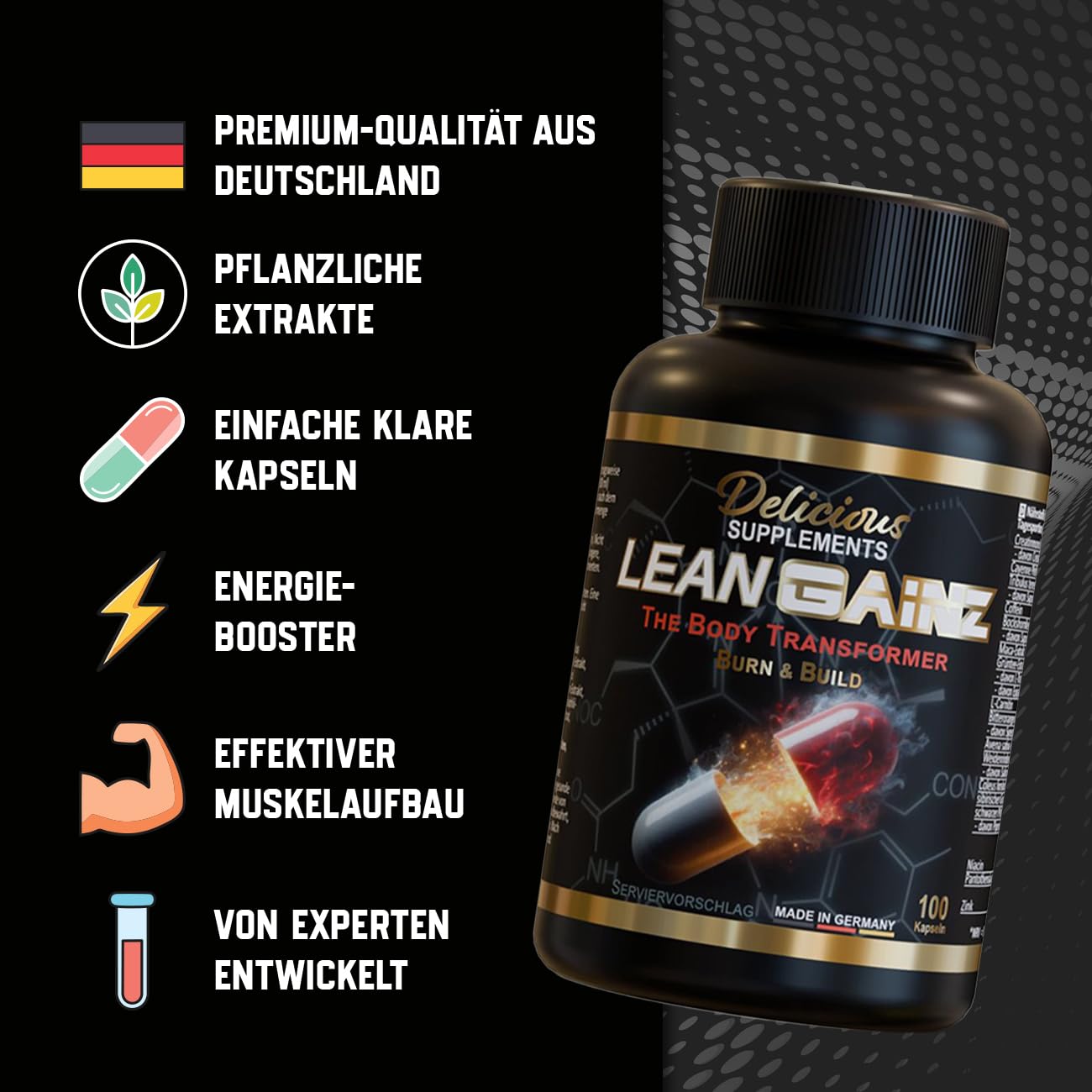 Lean Gainz - The Body Transformer ? die All-in-One-Lösung für Muskelaufbau, Kraftentwicklung, Leistungssteigerung und Diät-Unterstützung!