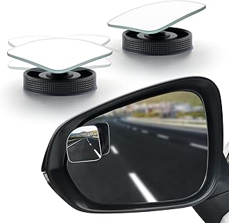 LivTee Blind Spot Car Mirror, Fan HD Glass Frameless Convex Side Mirror Blindspot, Reusable 360° Wide Angle Rear View Car Mirrors with Powerful Adjustable Suction Cup - Exterior Mirrors