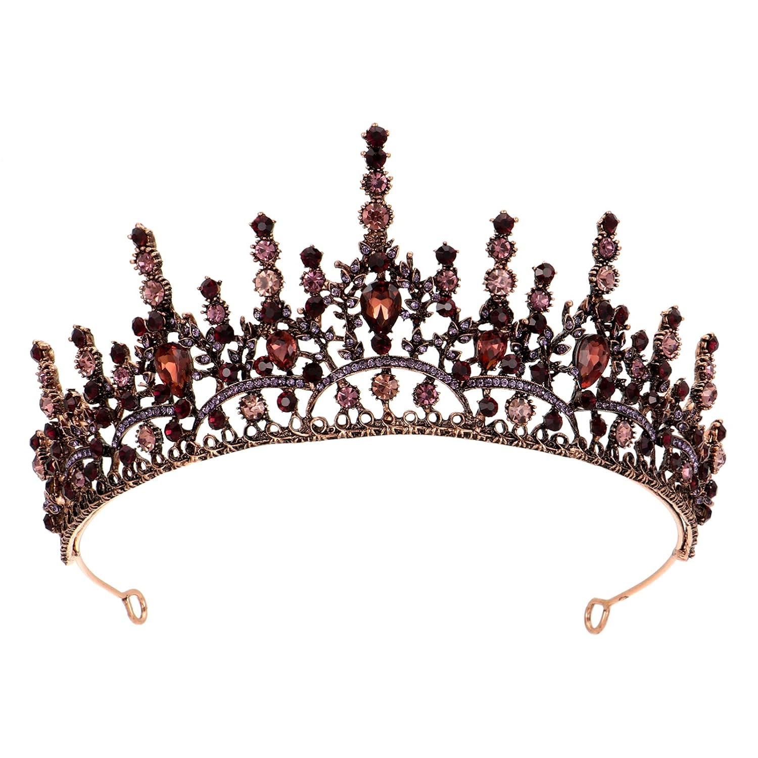 Uonlytech Chic Crystal Baroque Tiara Vintage Headdress for Wedding Bridal Decorations Party Accessory
