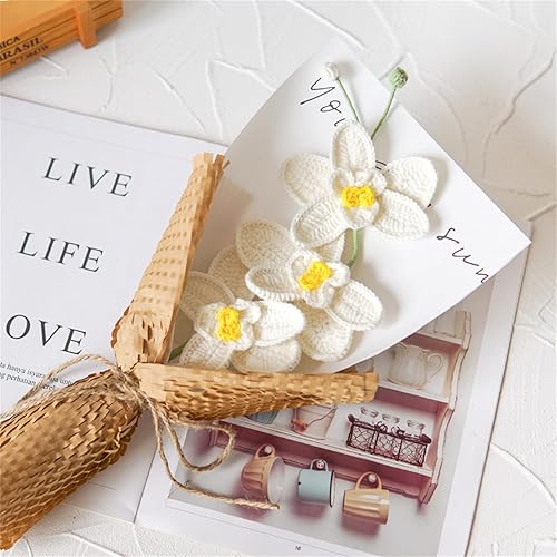 Miniatura 6 de Mariposa orquídea tejida a mano hilo ganchillo mariposa orquídea ramo hecho a mano decorativo boda hogar mesa creativa decorar regalo