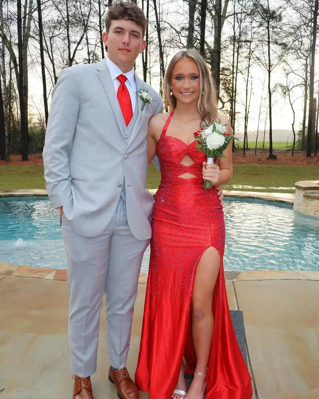 Halter Sequin Prom Dresses for Women Mermaid Long Evening Maxi Dress Sparkly Ball Gown with Slit - Image 6