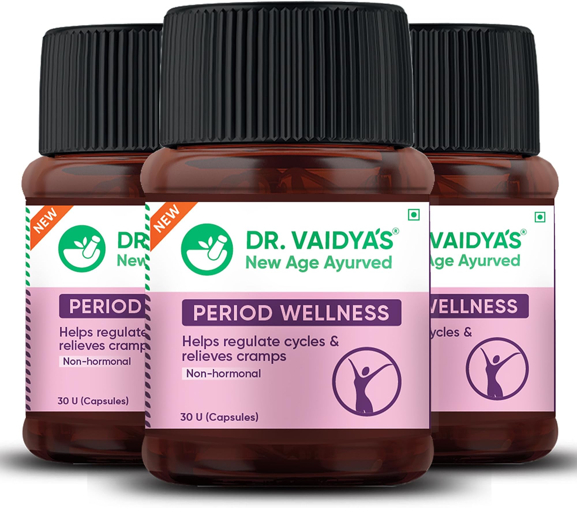 Period Wellness Capsules | Reduces Period Cramps & Pain | Supports Reproductive Health | Ashoka & Shatavari (30 Capsules Each) Pack of 3
