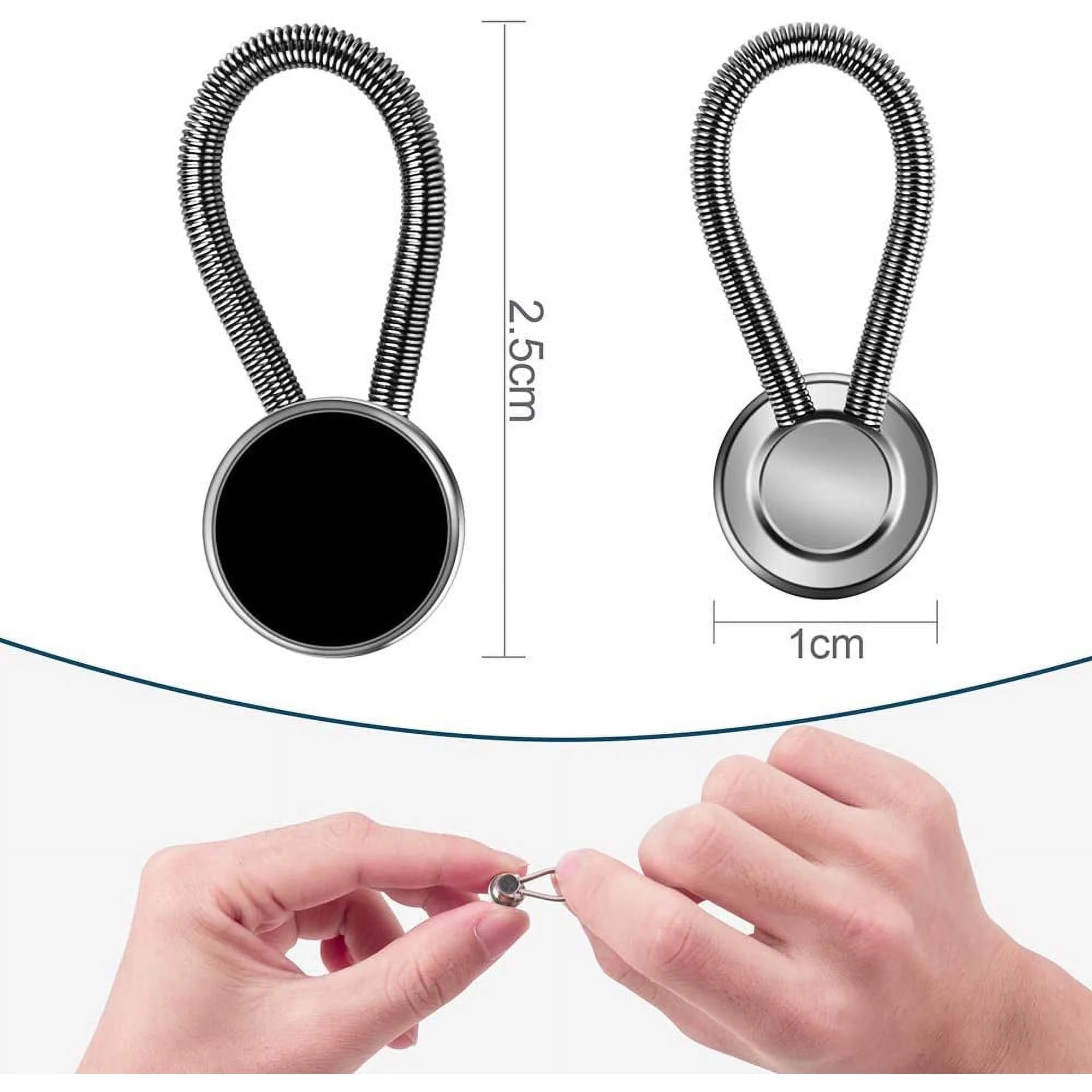 FYCAN 6pcs Collar Extender Buttons, Collar Extenders Elastic Metal Button Extender Neck for Shirt Dress Extenders For Men Women for Mens Dress Shirts Suits Trouser, Coat, Shirts (Black, White, Silver) 2