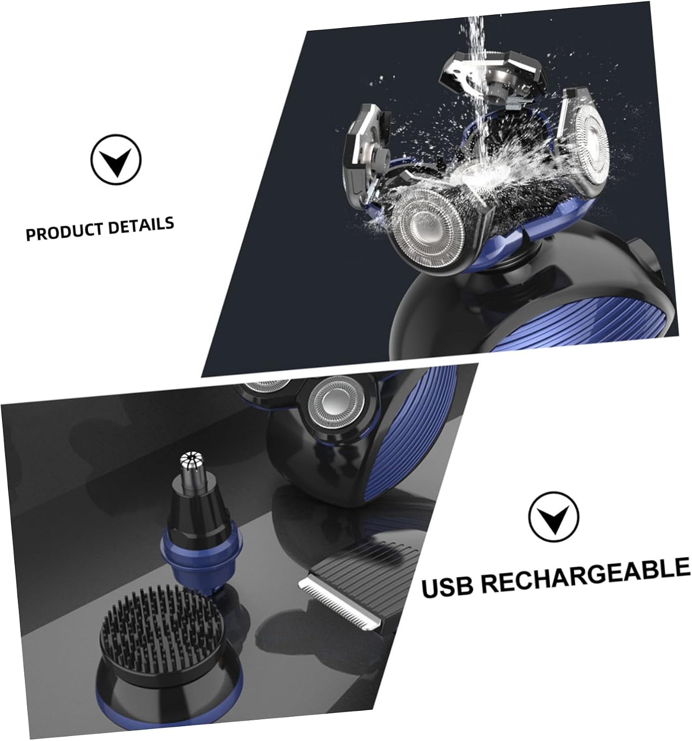 USB Rechargeable Electric Razor for Men Hair Trimmer and Beard Clippers with Floating Blades Compact Design for Travel and Easy Cleaning