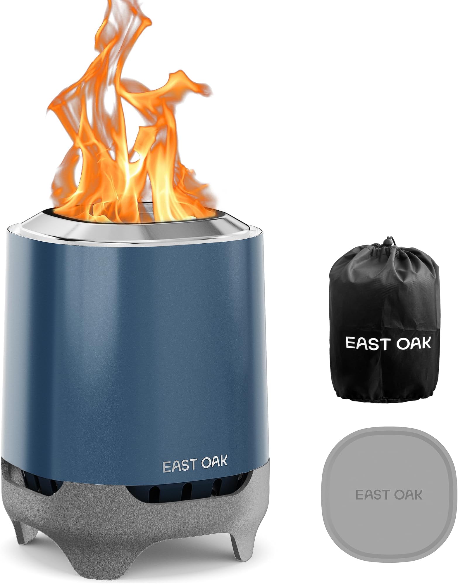 EAST OAK Brasa Smokeless Tabletop Fire Pit, Mini Table Top Firepit for Patio and Outdoor Camping, Removable Ashtray, Dual-Fuel Stove, Silicone Pad& Travel Bag, H: 10.1"xD: 7", Wave