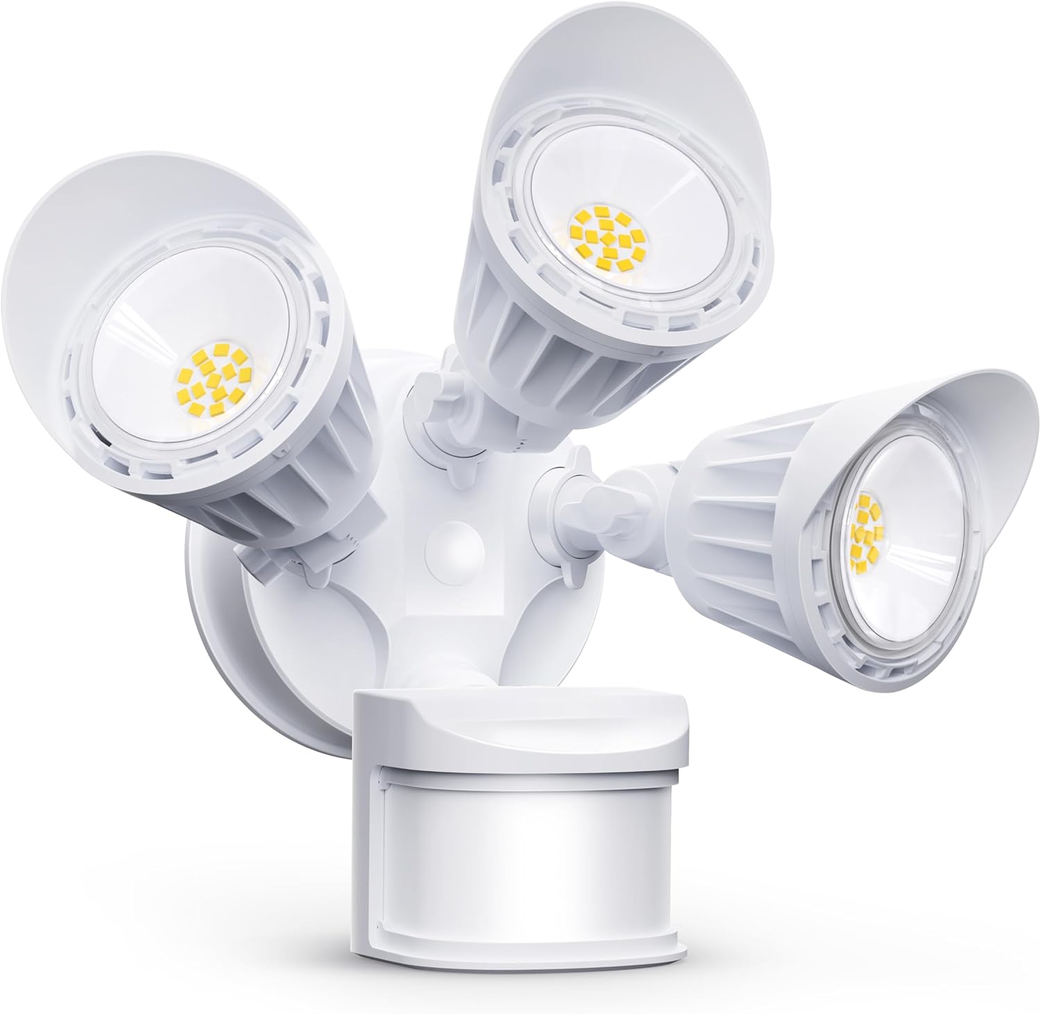 LED Security Lights with Motion Sensor - 3 Adjustable Heads, 3000LM, 5000K Flood Light for Garden, Garage, Yard