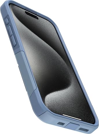 OtterBox iPhone 15 Pro (Only) Commuter Series Case - Crisp Denim (Blue), Slim & Tough, Pocket-Friendly, with Port Protection