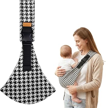 Baby Sling Carrier Toddler Sling, Baby Side Carrier with Thick Shoulder Straps-Adjustable, for Newborn Infant Toddler 3-36 Months, Breathable and Comfortable Black-3, One Size