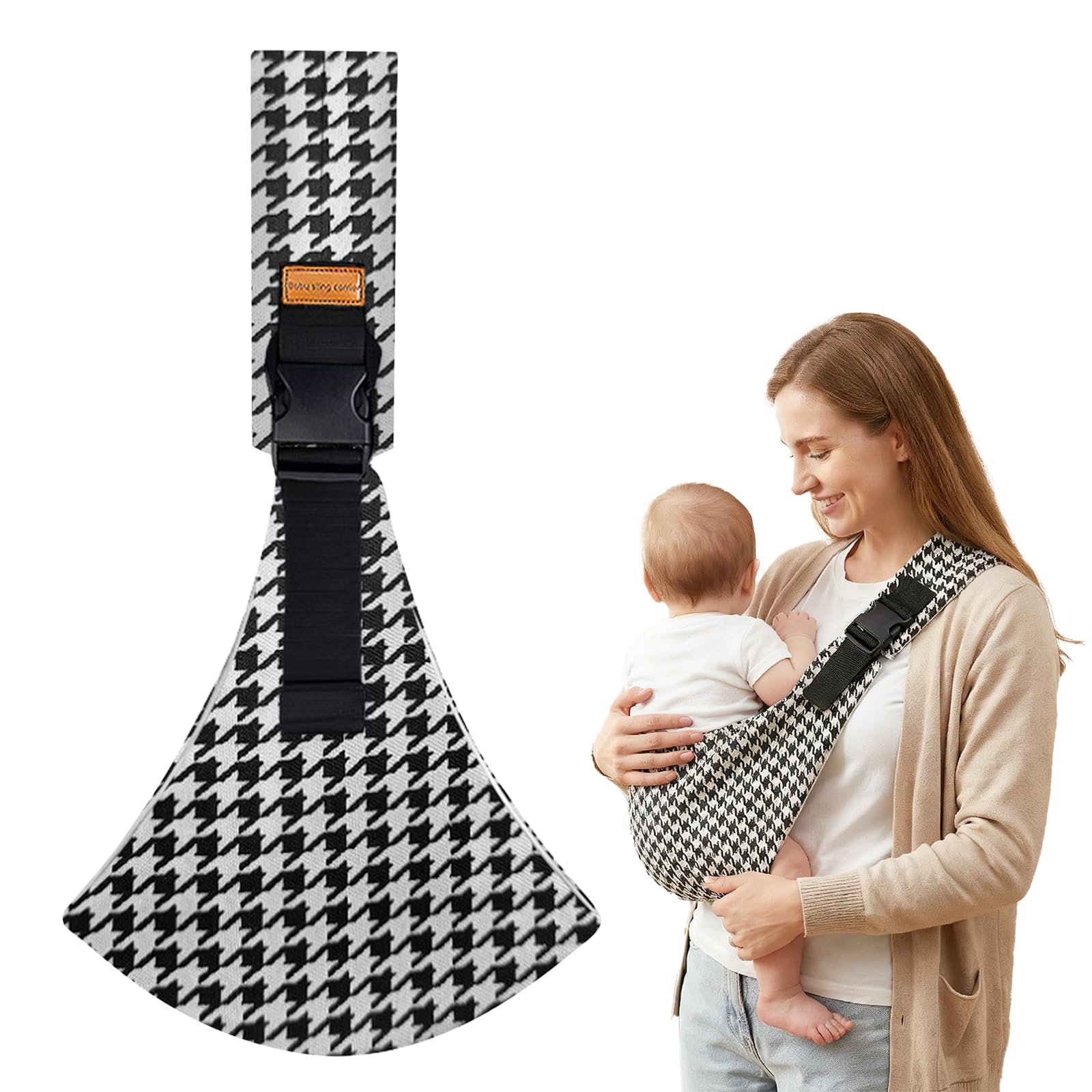DAVBNM Baby Sling Carrier Toddler Sling, Baby Side Carrier with Thick Shoulder Straps-Adjustable, for Newborn Infant Toddler 3-36 Months, Breathable and Comfortable (Black-3, One Size)