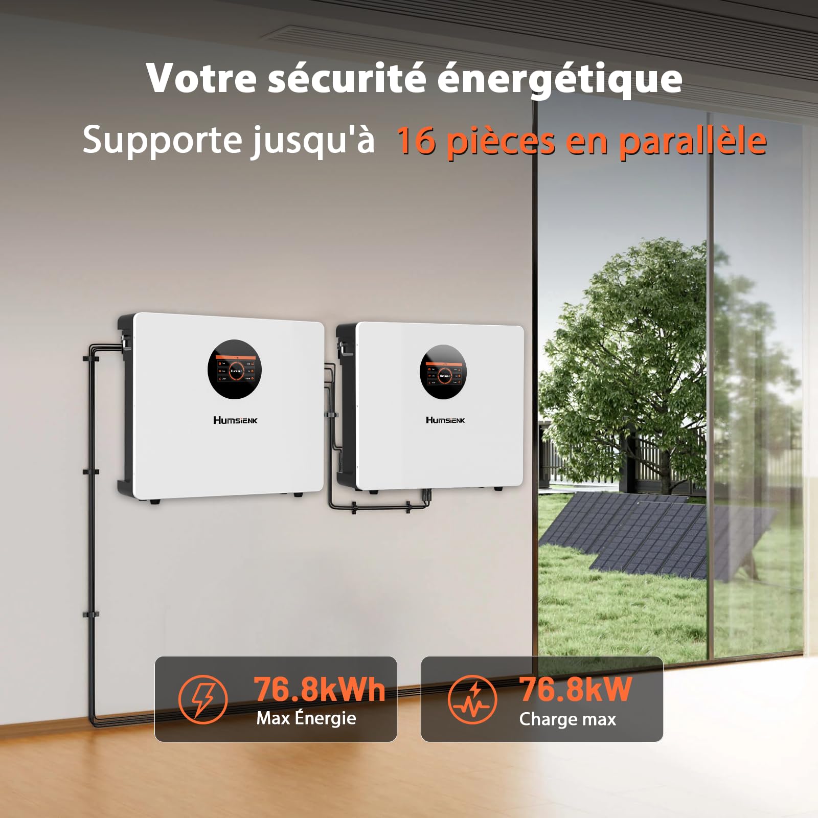 HumsiENK LiFePO4 Batterie au Lithium 48 V 100 Ah Con Bluetooth avec Protection 100 BMS et 6000 Cycles, 5120Wh, Batterie au Lithium à Cycle Profond pour Camping-Car, Système Solaire, Bateau, Maison