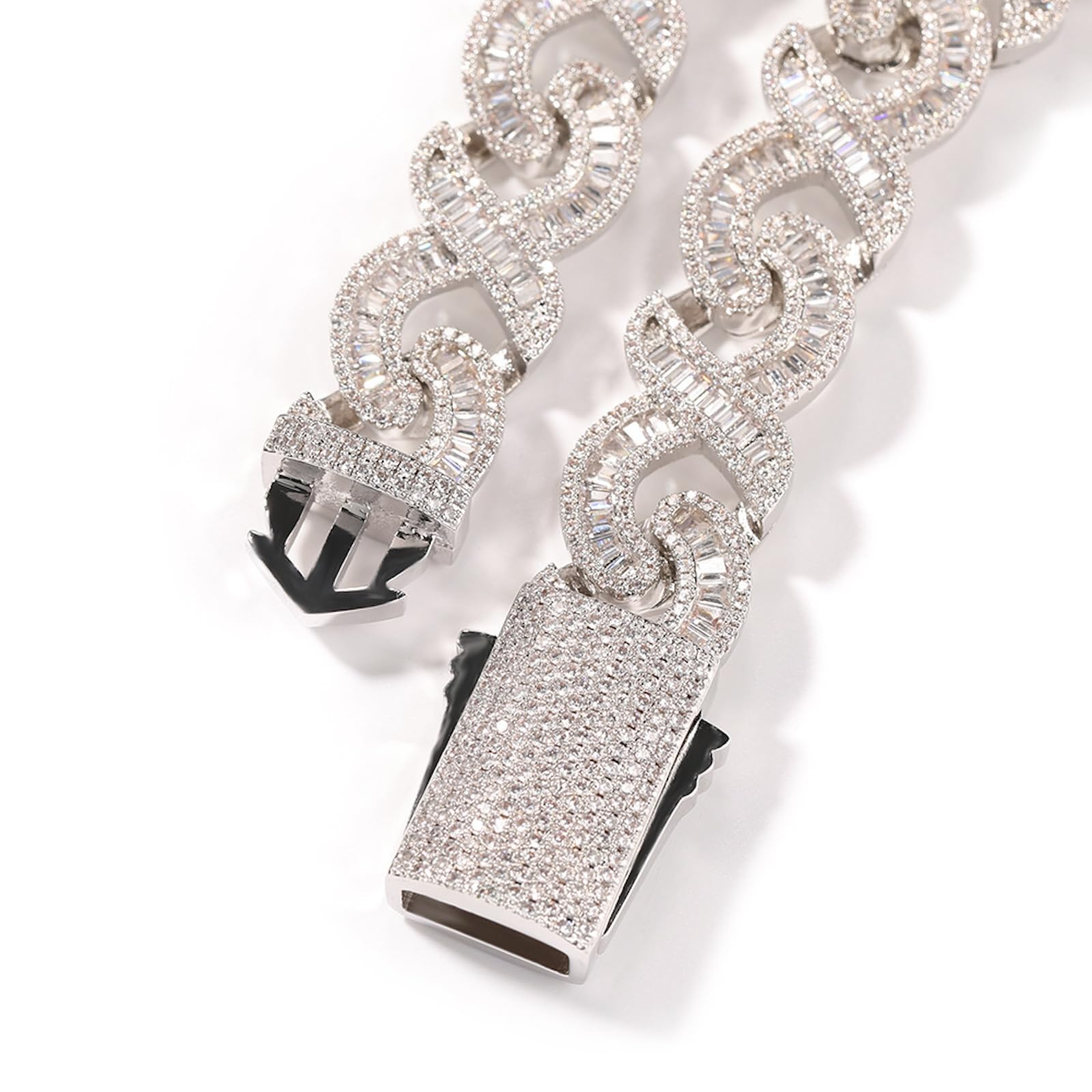 ICEDIAMOND 15MM Bagietka CZ Nieskończony Diament Chain Horn Kubański, całkowicie ranny Bling Cyrkonia Hip Hop Trend Sklep z zabawkami Cool Rapper dla mężczyzn Kobiety