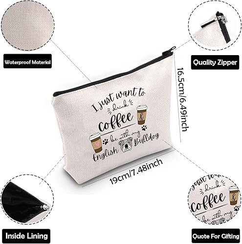 Miniatura 3 de ZJXHPO Bulldog Inglés Amante del Café Bolsa Cosmética Regalo del Día de la Madre Para Bulldog Inglés Mamá Kit de Supervivencia Bulldog Inglés Pet