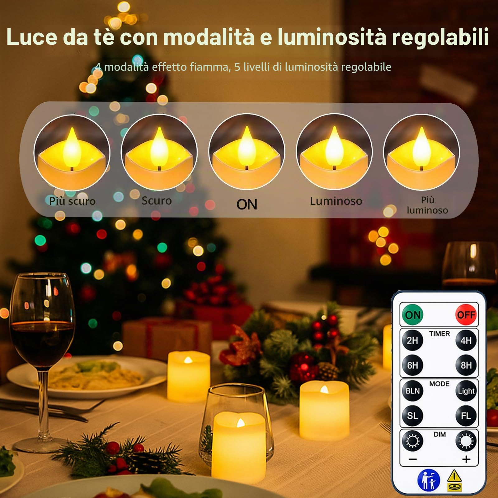 6 Pezzi Candele a LED Ricaricabili, con Telecomando e Timer, Candele a LED Senza per Casa, Tavolo, Decorazione di Halloween- Ø 4cm x H 4,6cm
