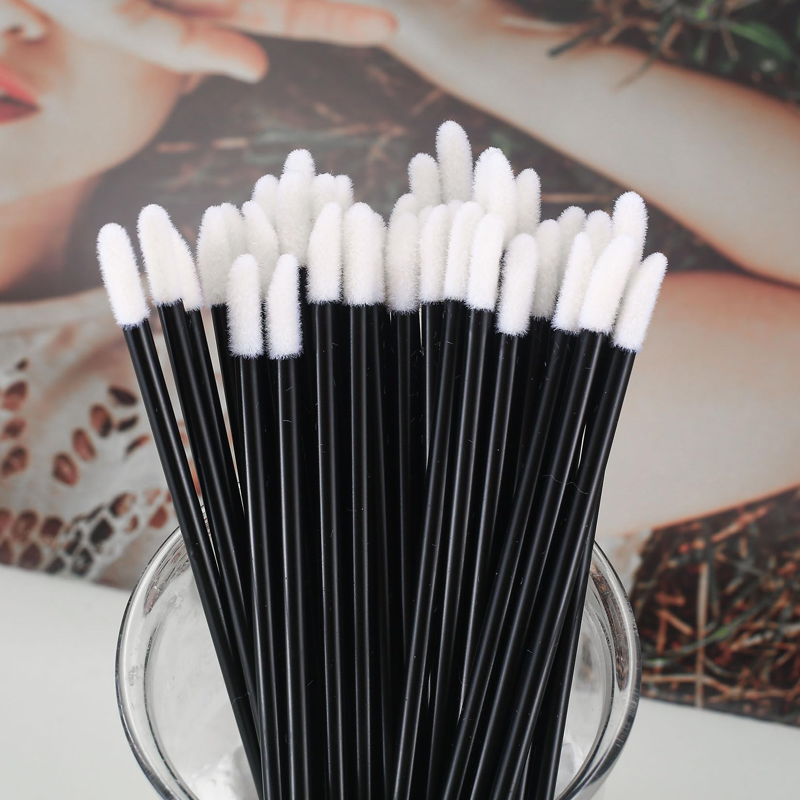 300 Pièces Pinceau à Lèvres, Applicateur de Rouge à Lèvres, Brosse à Lèvres Applicateur, Pinceaux de Maquillage pour Rouge à Lèvres - Noir