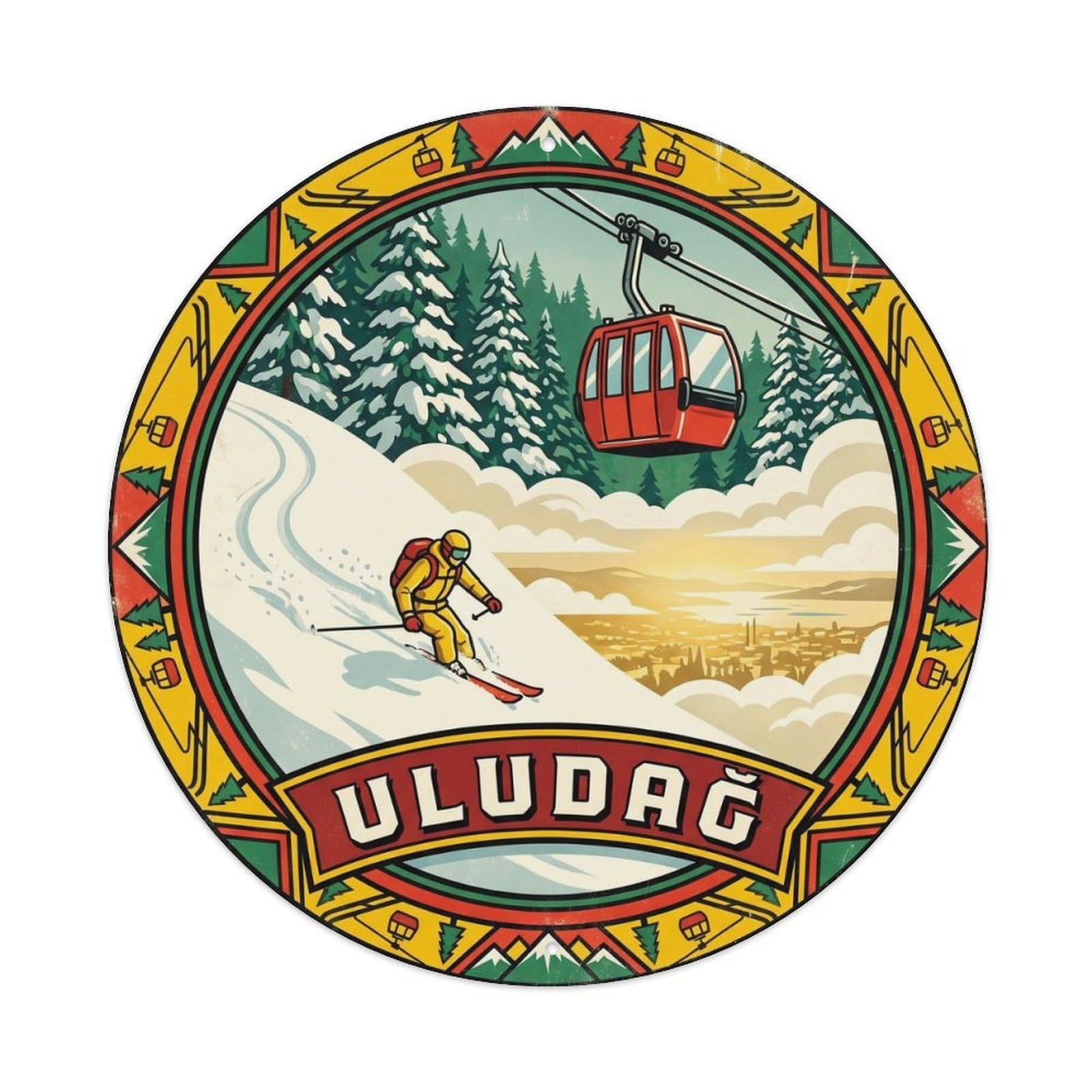 Uludag Ski Winter Anatolian Travel Heritage Graphic Metal Tin Sign