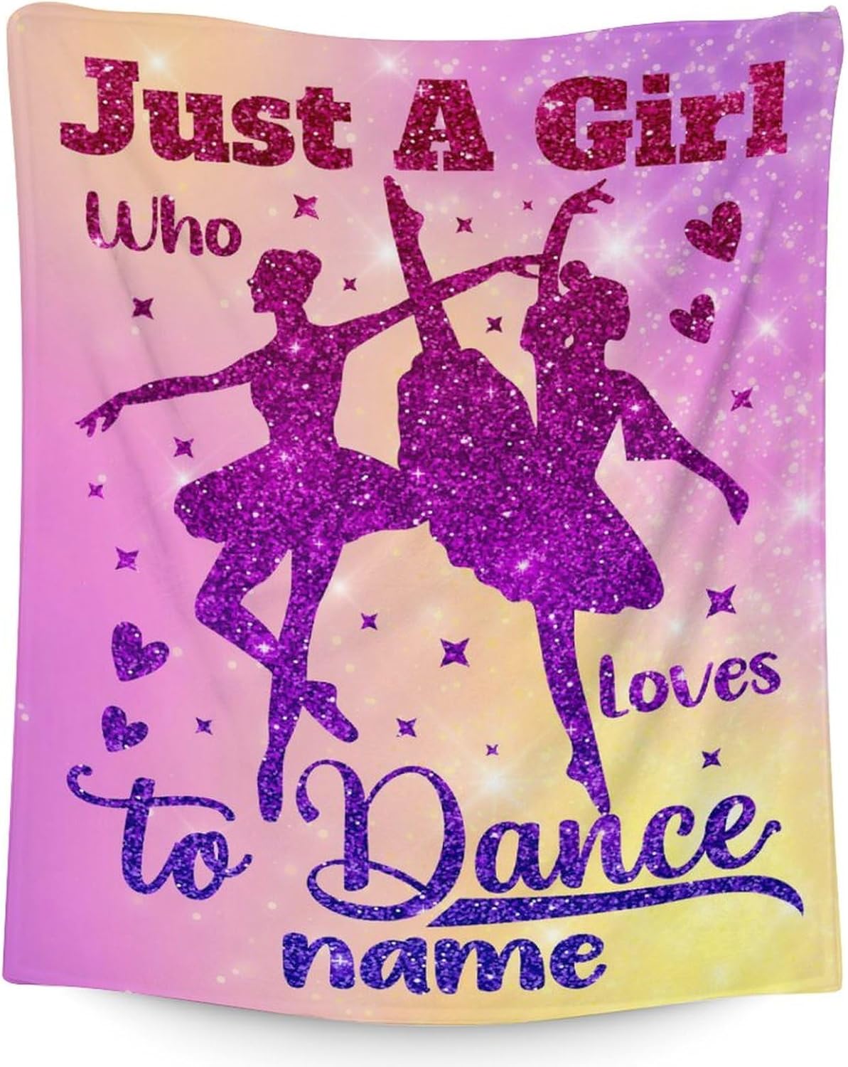 Custom Dance Blanket Gifts with Name - 50x60 Inches Aesthetic Throw Blanket for Dancers, Kids, Girls & Women - Pink Soft Fuzzy Blankets for Couch, Sofa & Bed