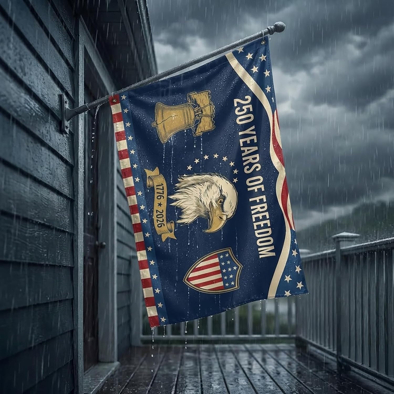 Thickened Waterproof 2 Pack - 250 Anniversary Usa Flag 3x5 Ft Polyester & 12x18IN Linen Garden Flags, Double Sided 1776-2026 Outdoor Patriotic Decorations, 4th of July Decor FAITH FAMILY FREEDOM Flag