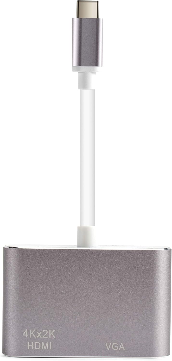 USB C to VGA Adaptor | USB C to HDMI 4K | Thunderbolt 3 (USB C Type) to VGA HDMI UHD for iPad/MacBook Pro/Samsung S8 S9