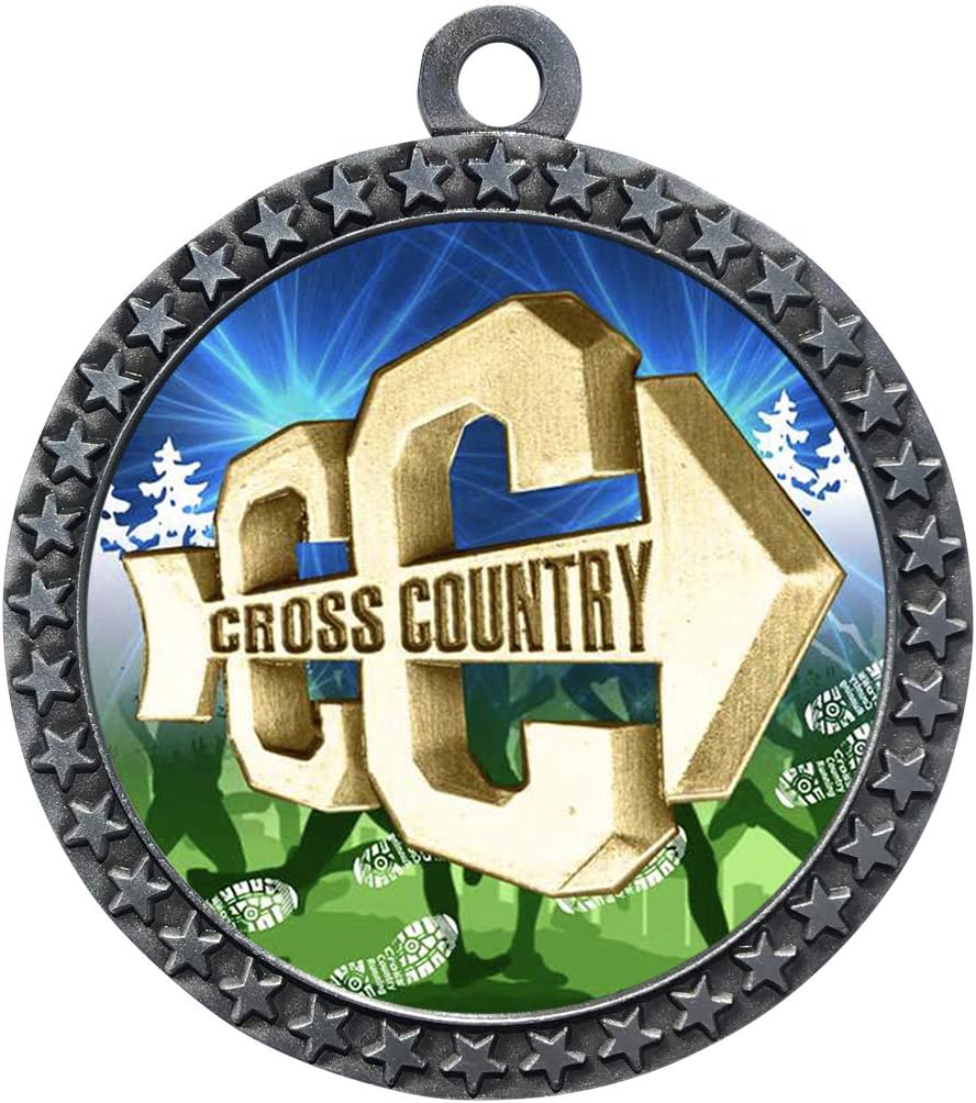 Express Medals Various Styles 1 to 50 Pack of Silver Cross Country Medals Trophy Award with Neck Ribbon Medal Trophies Gift Prize X Runner Running Race Event
