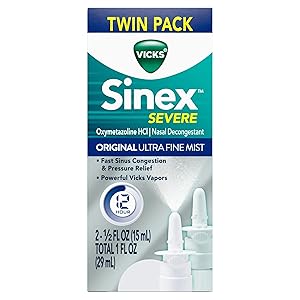 Vicks Sinex SEVERE Allergy & Sinus Nasal Spray, Original Ultra Fine Mist, Decongestant Medicine, Relief from Nasal Congestion due to Cold or Allergy, Sinus Pressure Relief, 265 Sprays x 2