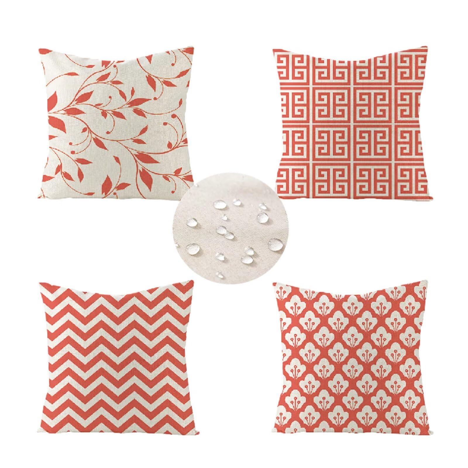 Fundas de cojines para sofa que repelen el agua 45x45 lino geometrico 1