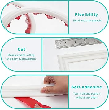 Peel and Stick Wall Moulding Panels, Self-Adhesive Wall Panelling Kit, Wall Paneling Strips Protector, Flexible Stick on Panelling for Home Decorations & Wall Protection (22mm×6m, White)