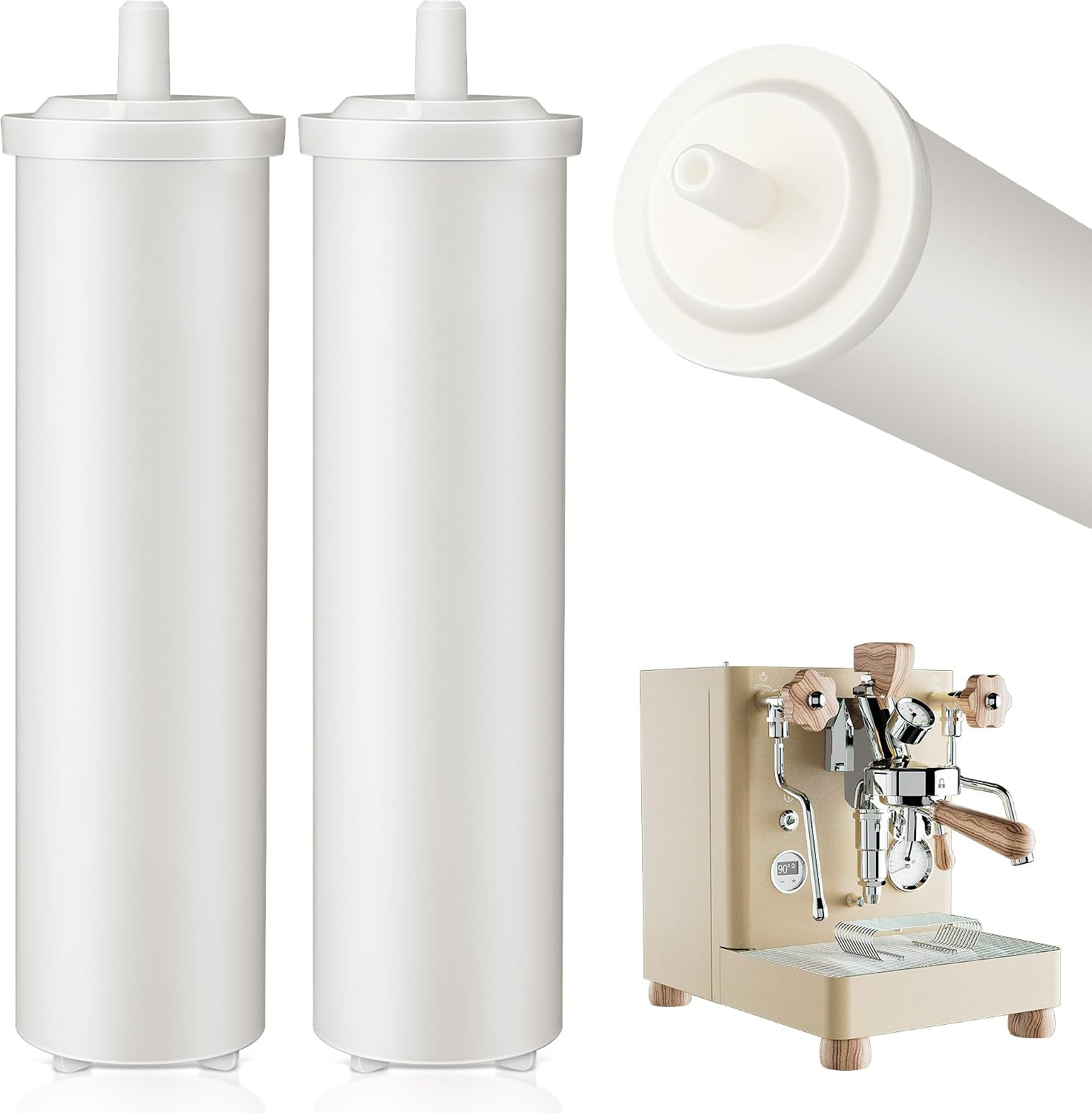 Qualirey 2 Pack Cationic Resin Filter, Compatible with LELIT PLA930M Espresso Machines, 70L Water Softener for Tank, Removes Calcium & Magnesium, Releases Sodium, Prevents Limescale