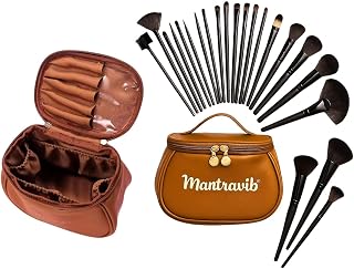 Mantravib 24 Pcs Professional Makeup Brush Set with PU Leather Travel Pouch | Soft Vegan Bristles Full Face & Eye Makeup B... Price In India