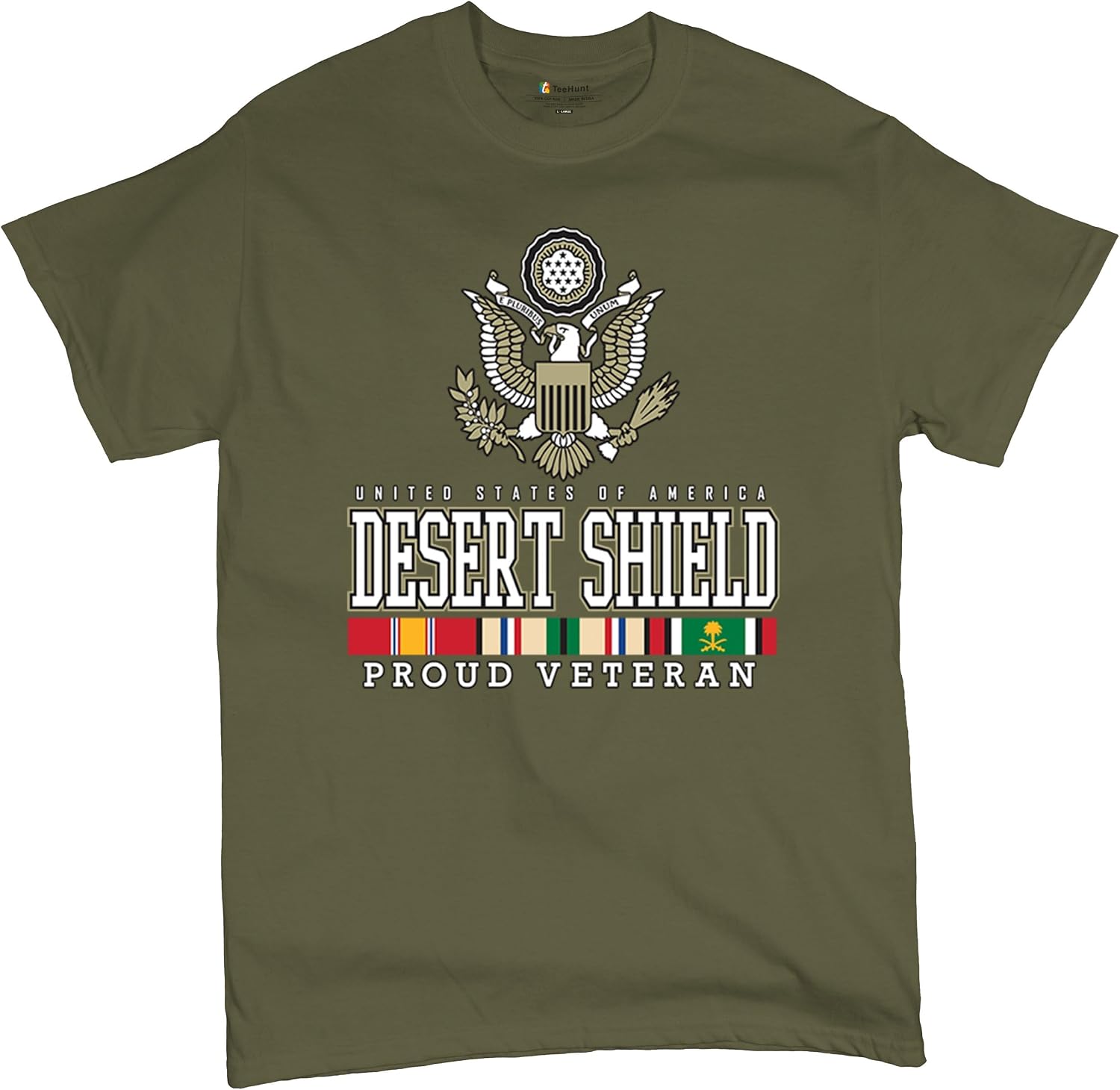 Desert Shield Proud Veteran T-Shirt American Army National Guard Operation Valor Served DD 214 Patriotic Men's Tee