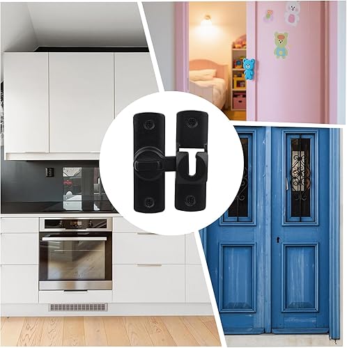 Miniatura 6 de 2 pestillos de bloqueo de puerta de granero de 90180 grados, herrajes de bloqueo de puerta corredera resistente para baños, armarios, jardines,