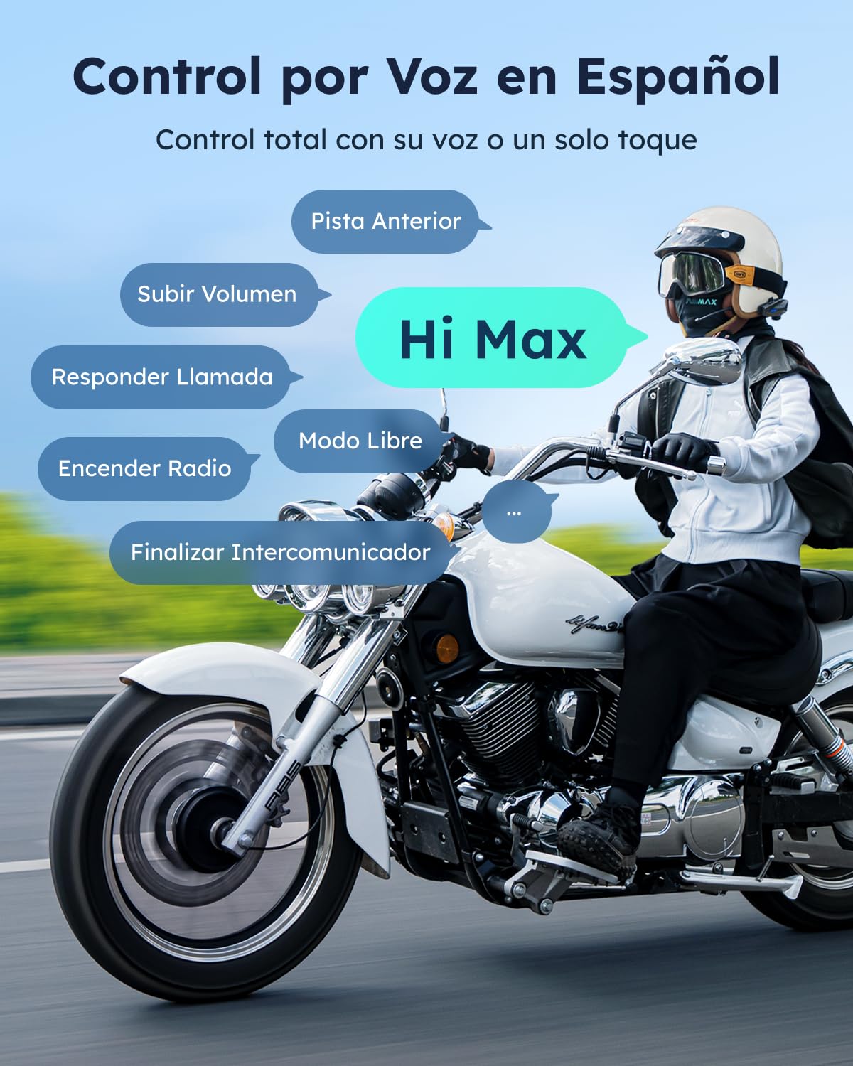 ASMAX S1 Intercomunicador Casco Moto Bluetooth, 8 Motociclistas Mesh Intercom, Control de Voz en Español, FM/Carga Rápida/Cancelación de Ruido/Emparejamiento Universal,Individual
