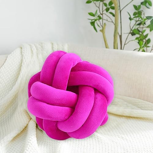 Miniatura 7 de huraty Cojín de nudo hecho a mano, almohada de nudo de felpa suave, almohada decorativa, cojín redondo de bola (verde esmeralda, 11 pulgadas)