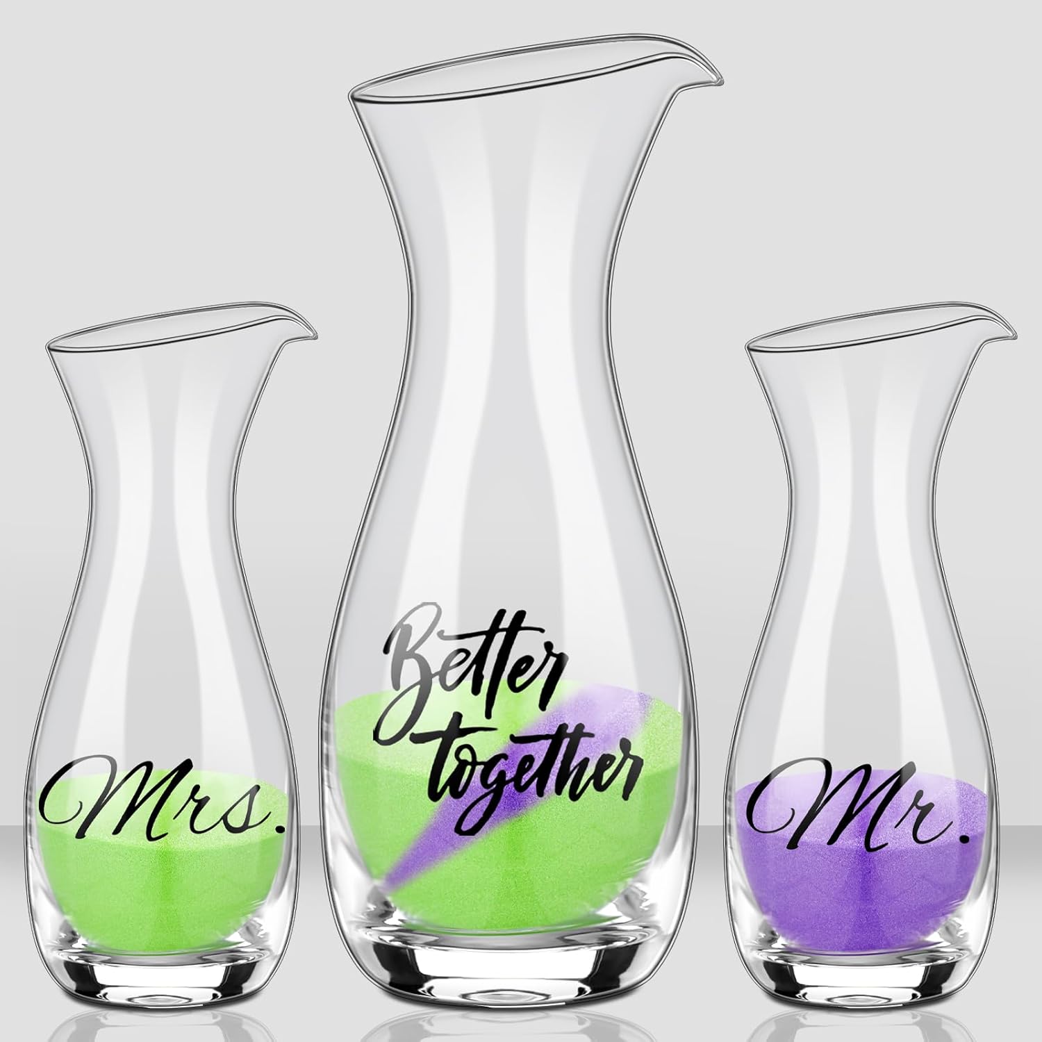 Irenare Unity Sand for Wedding Ceremony Set, Include Vase, Sand, Cork Stopper for Weddings Engagement Anniversary(Gray and Blue,Tree)