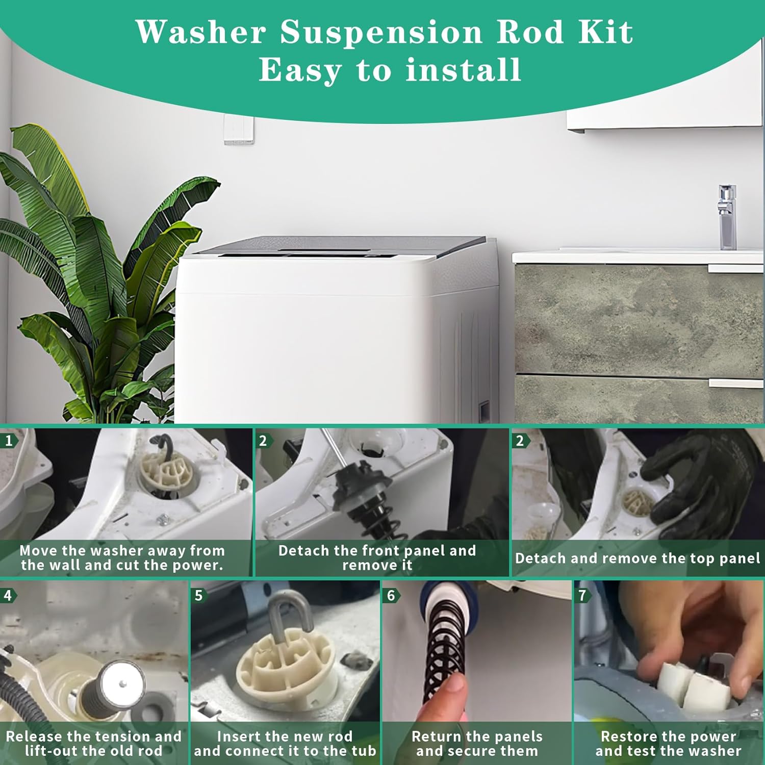 Upgraded WA45T3400AW WA45T3400AV WA40A3005AW WA44A3405AP WA44A3405AV Washer Suspension Rods, Fit for Samsung Washer WA41A3000AW WA45T3400AP WA45N3050AW WA44A3405AW