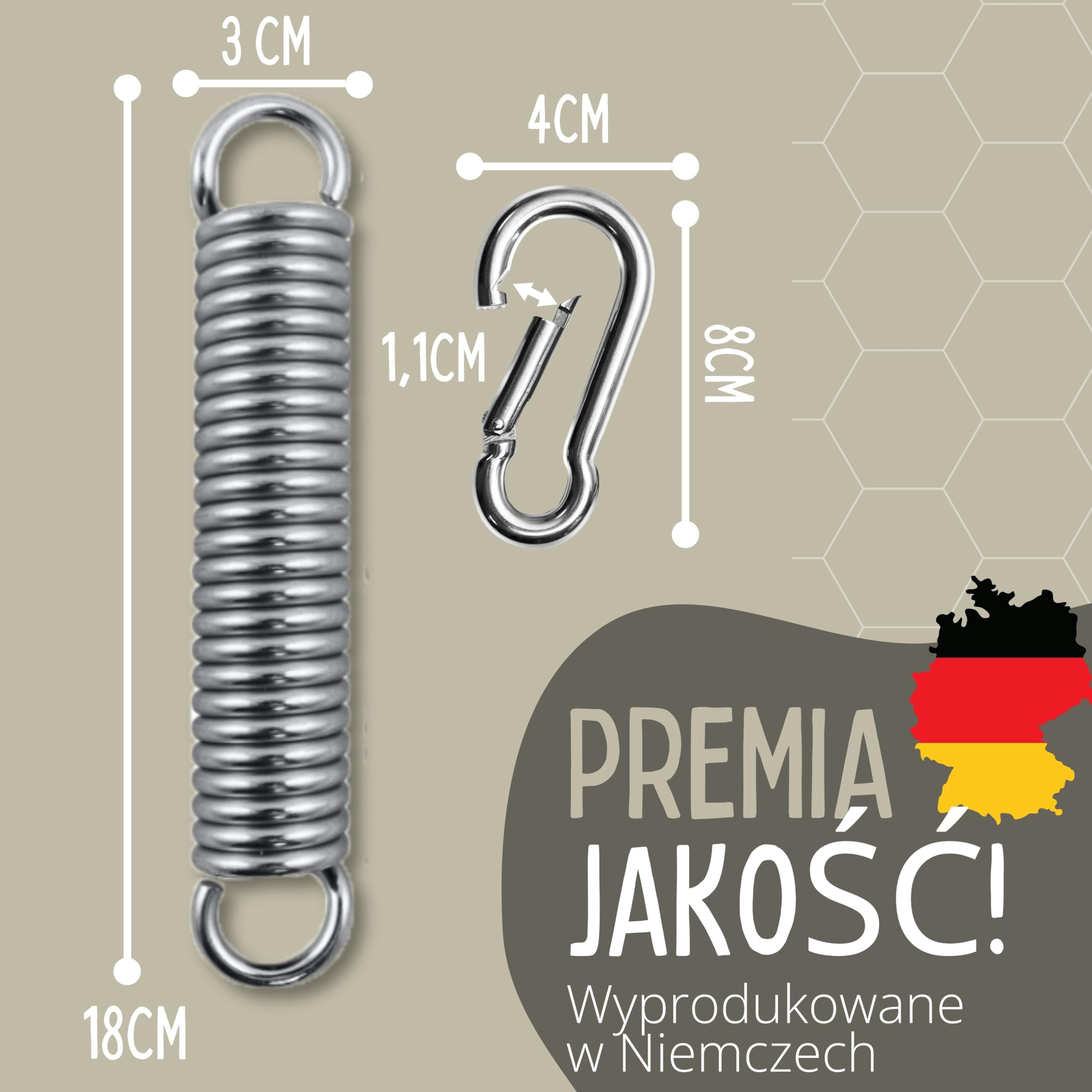 riijk Fotel wiszący, sprężyna oscylacyjna do fotela wiszącego, ze stelażem lub montażem na suficie, 2 karabińczyki, do krzeseł wiszących, huśtawek wiszących i uchwytów na worek bokserski,
