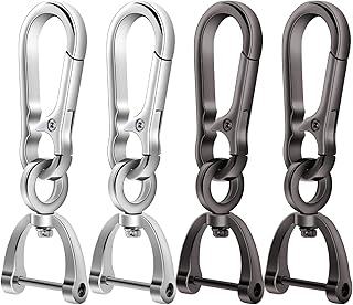 4PCS Key Fob Keychain Metal Keychain Holder Clip Retro Key Ring Detachable Key Clip Car Key Clip for Car Keys Car Keychain for Men Valet Key Ring & Anti-lost D-ring Key Fob Holder for Women