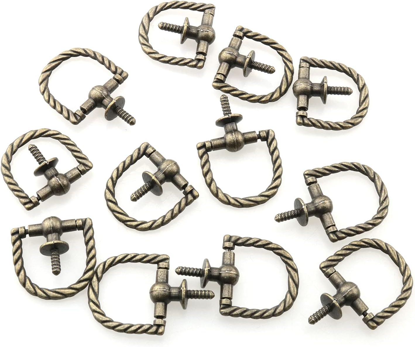 12 Pcs Zinc Alloy Bronze Thread Mini Pull Handle Jewelry Case Gift Box Pull Handle Knob, 28mm x 42mm