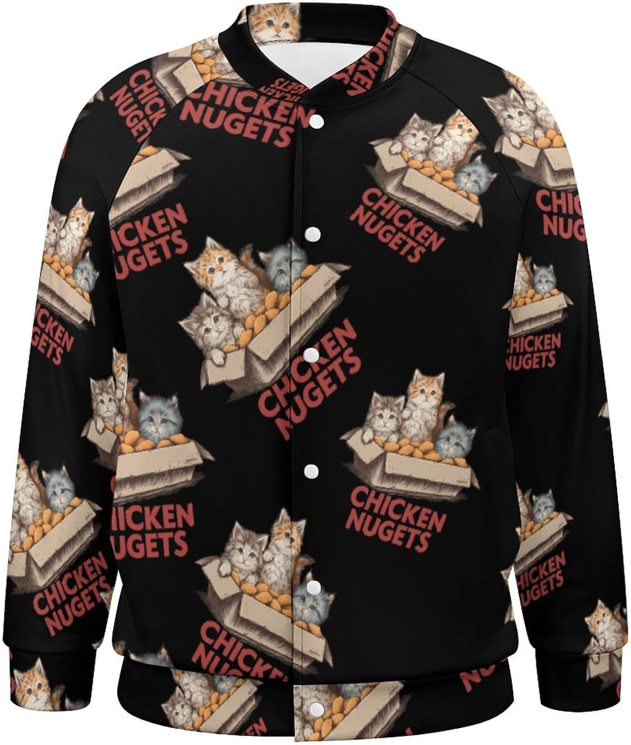 Cat Chicken Nugets Men's Baseball Bomber Lightweight Jacket Casual Coats Streetwear
