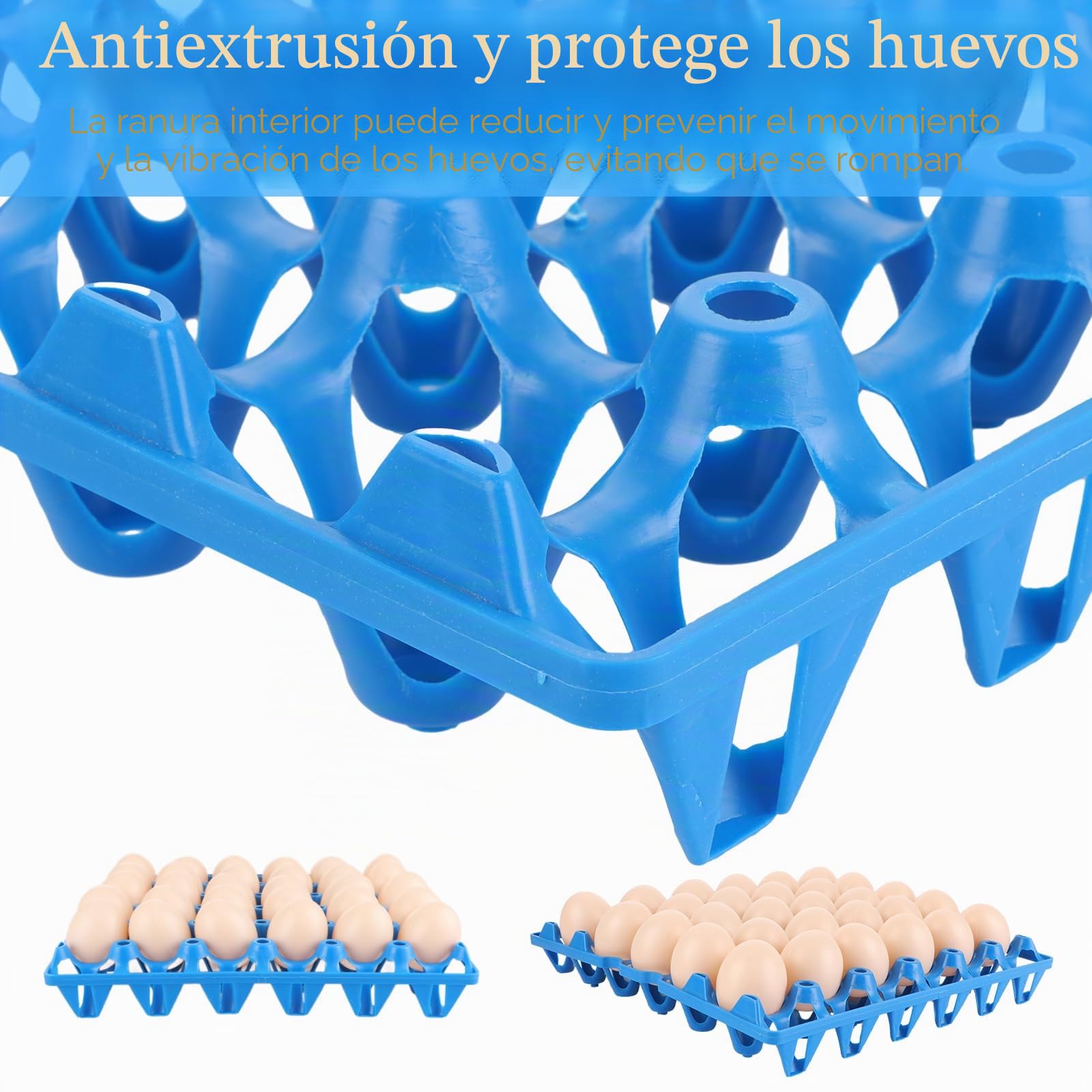 CYEER 20 Hueveras de Plástico para Huevos, Bandeja para 30 Soportes para Huevos, Almacenamiento de Huevos al por Mayor para Almacenar, Clasificar y Enviar Huevos Reutilizables (Azul)