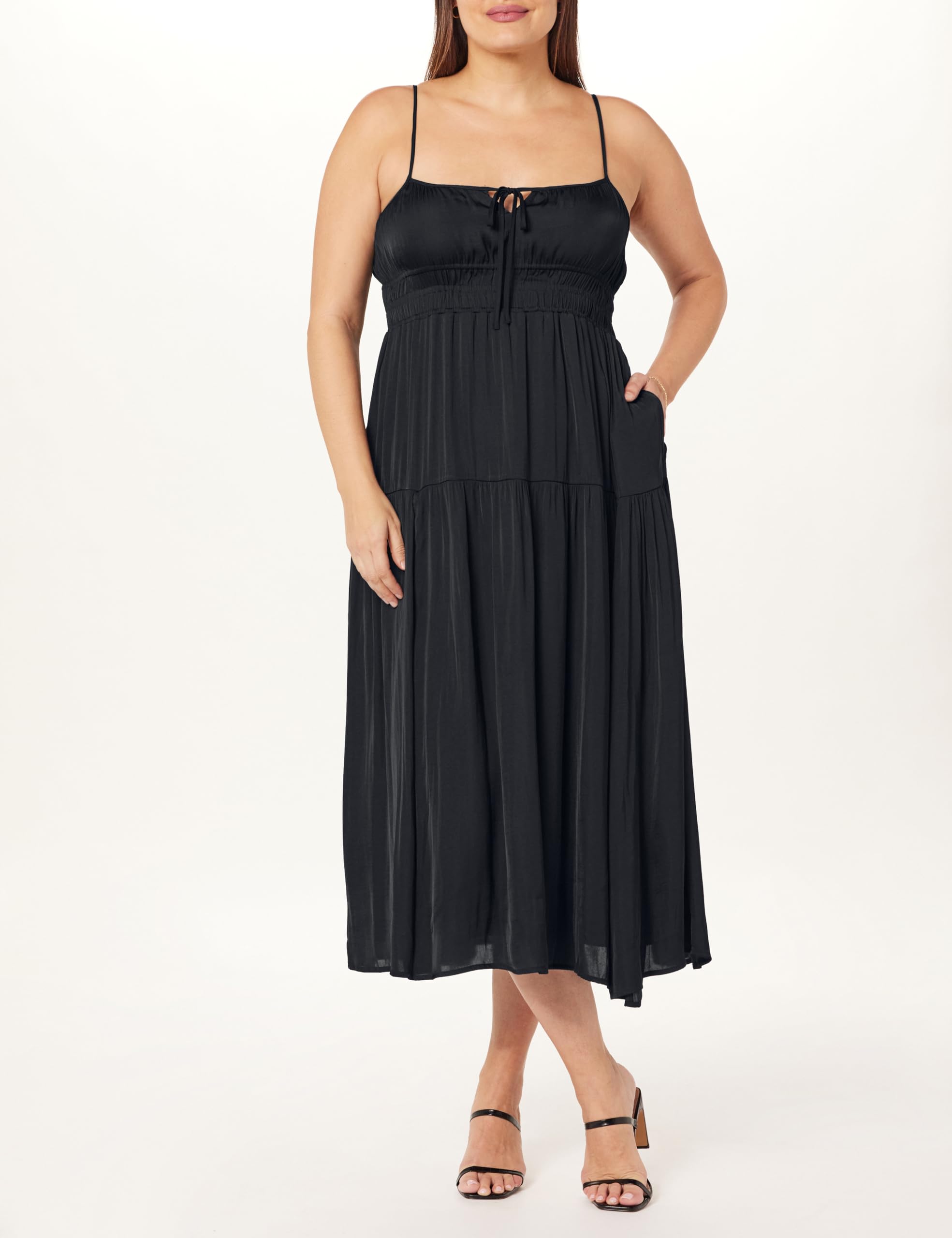 The Drop Tavia Tie-Front Tiered Maxi Dress Maxi Abito Donna