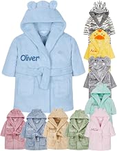 Gembroidery Personalised Baby Bathrobe Hooded Fleece Dressing Gown Super Soft Gifts Bath Robe For Boys Girls Cute Teddy Ears 0-4 Years