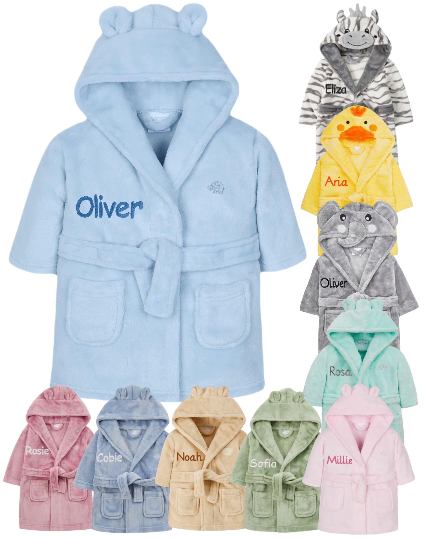 Gembroidery Personalised Baby Bathrobe Hooded Fleece Dressing Gown Super Soft Gifts Bath Robe For Boys Girls Cute Teddy Ears 0-4 Years — view 9