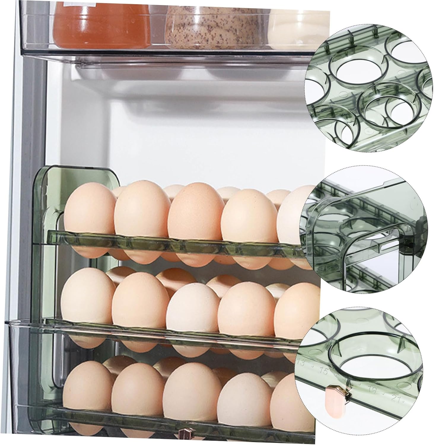 Gadpiparty Holder Flipping Storage Rack Multi-grid Container for Refrigerator Easy to Clean Kitchen Organizer Capacity