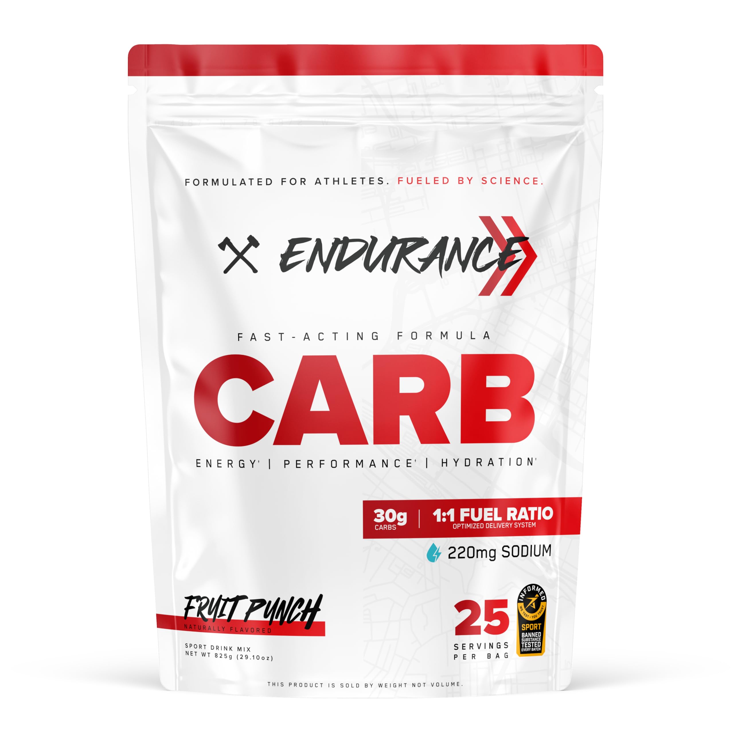 Axe & Sledge Suplemento de carboidratos em pó, 30 g por porção, sabor Fruit Punch, 25 porções